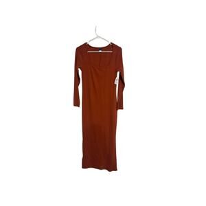 Old Navy Rust Long Sleeve Scoop Neck Bodycon Maxi Dress